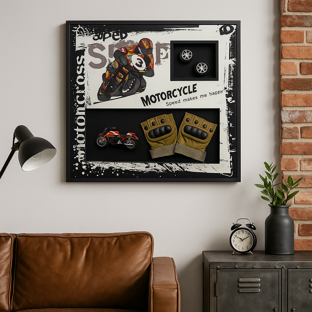 Motorcycle Shadow Box Wall Art