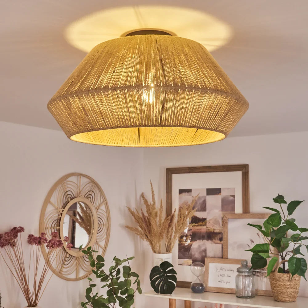 Natural Fiber Woven Ceiling Light