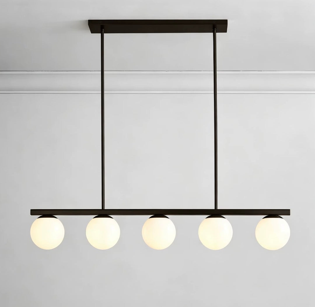 Modern Brass Or Black 5-Light Globe Pendant Chandelier