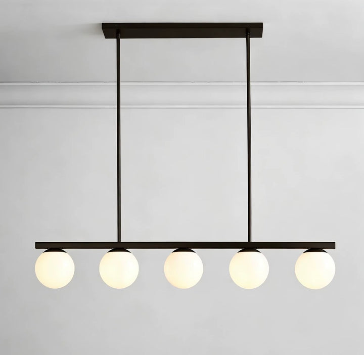 Modern Brass Or Black 5-Light Globe Pendant Chandelier