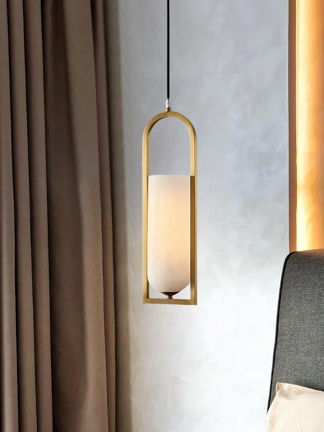 Minimal Arch Natural Spanish Alabaster Pendant Light