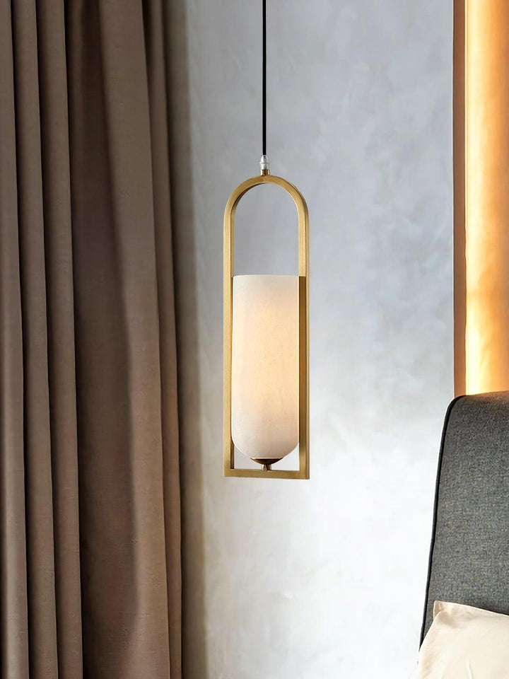 Minimal Arch Natural Spanish Alabaster Pendant Light