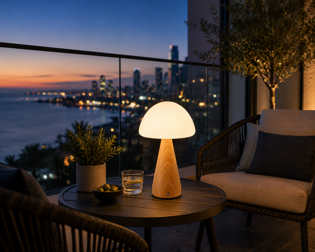 Wooden Color Rechargeable Table Lamp with acrylic head