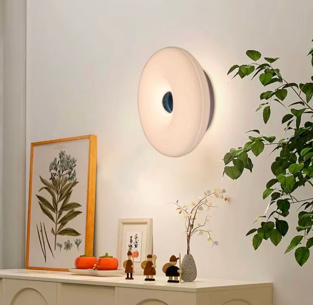 Orange Pink & white Sculptural Round Wall or table Light