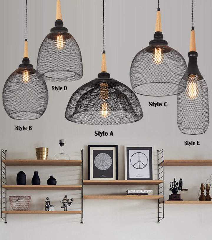 Industrial Pendant Lights with Wire Mesh Shades (Multiple Styles)