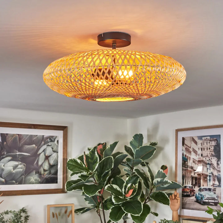 Rustic Bamboo Woven Ceiling Light