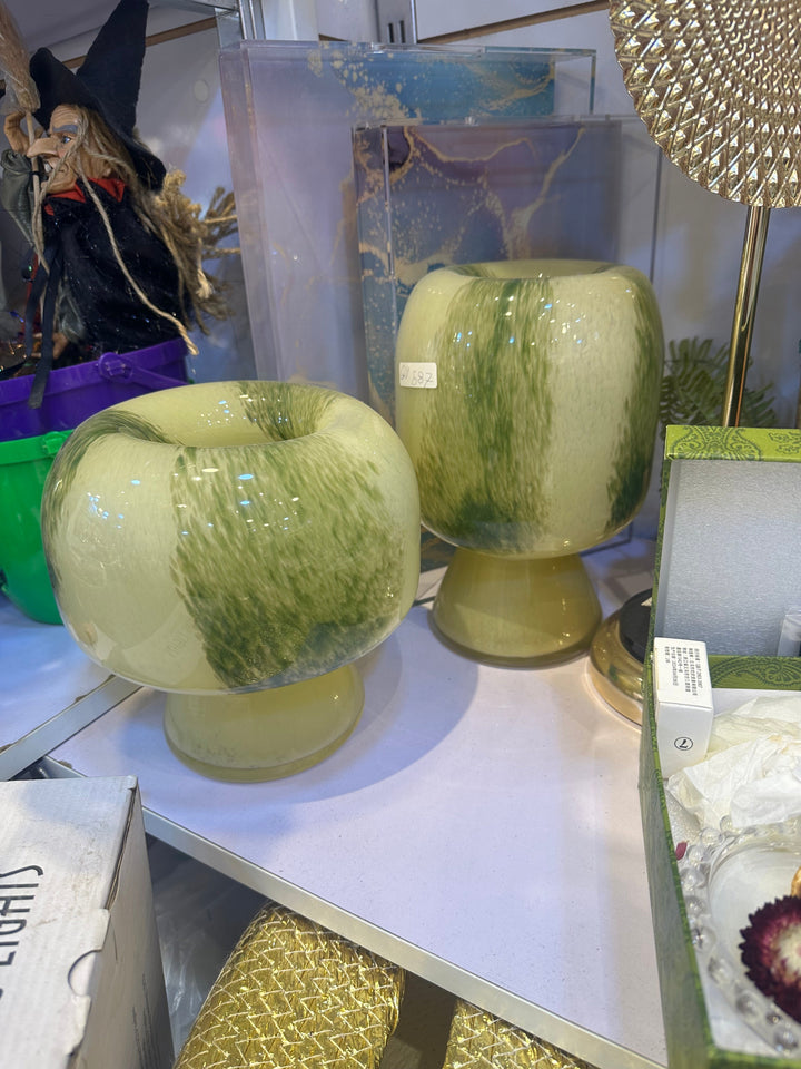 Green Marble Glass Vase Set
