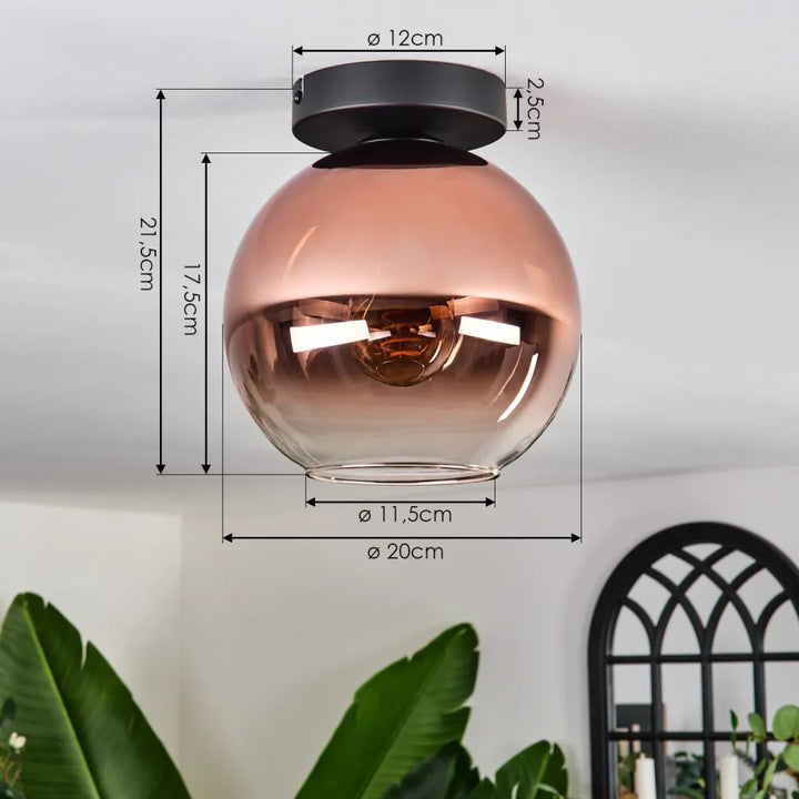 Modern Rose Gold Glass Globe Ceiling Light