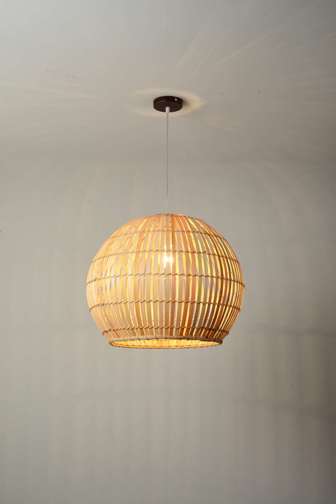 Natural Bamboo Pendant Light with Warm Ambient Glow