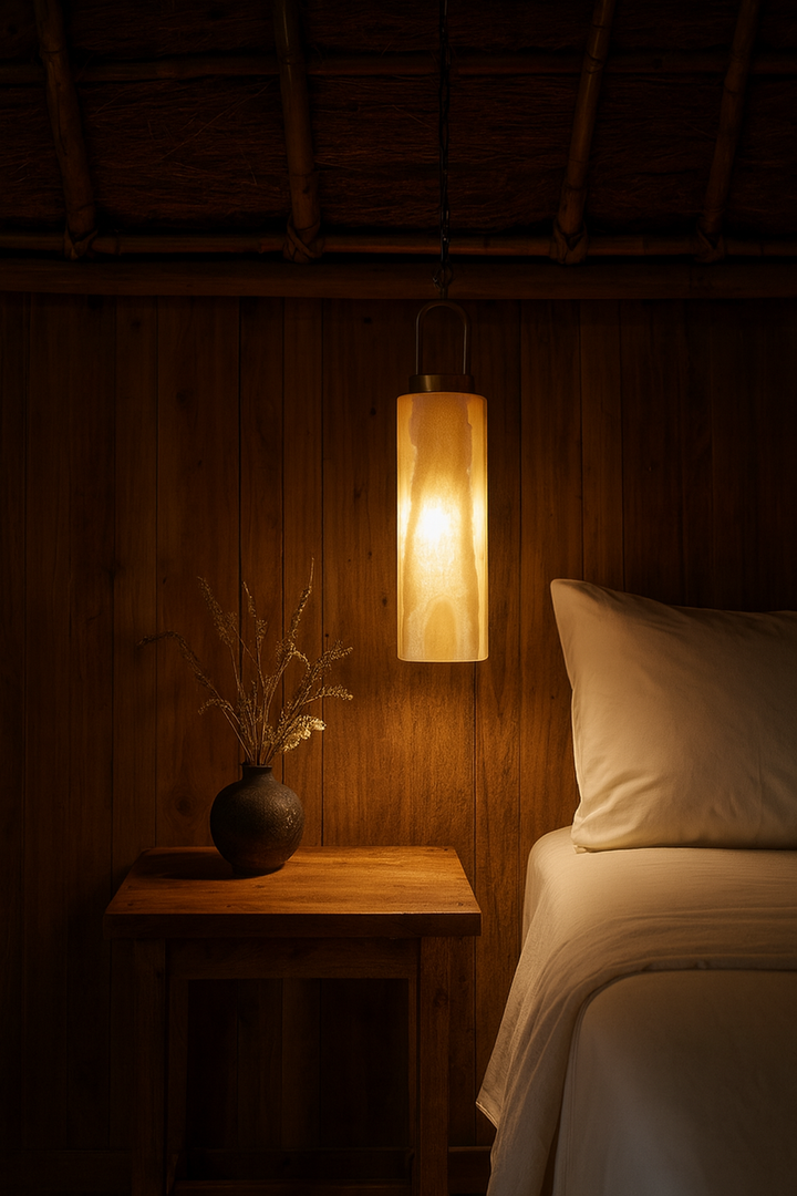 Tall Alabaster Marble Effect Table Lamp