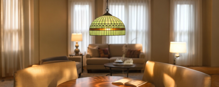 Tiffany-Style Green Glass Pendant Light