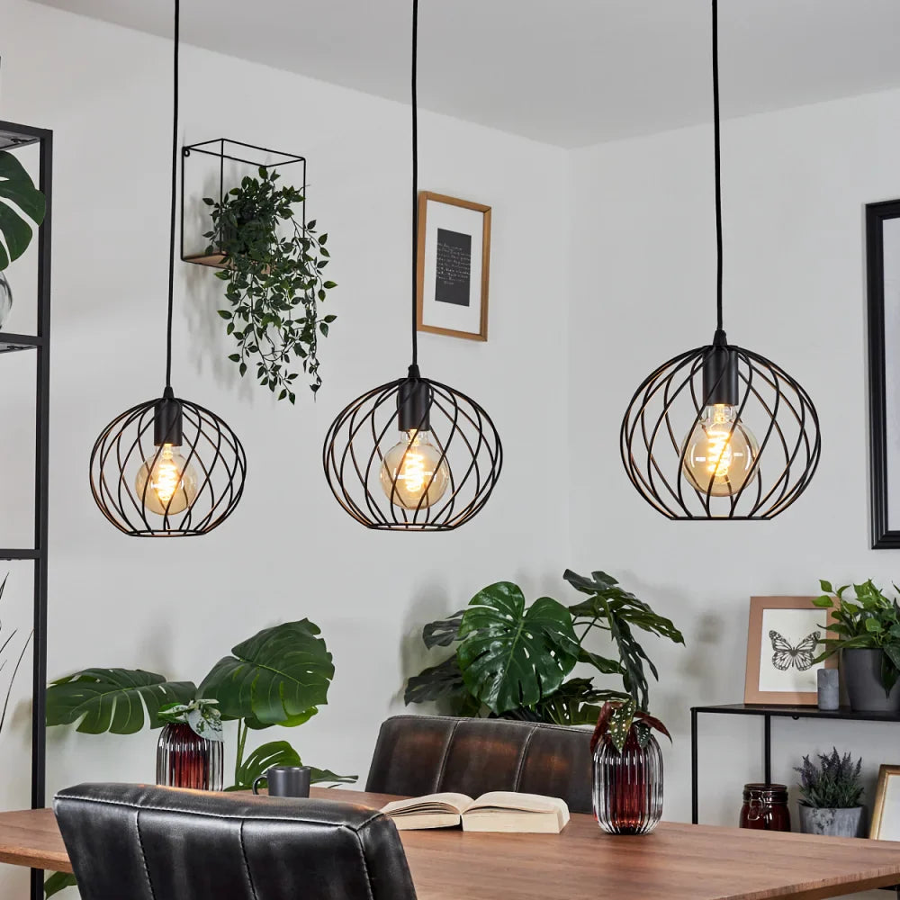 Modern Spiral Cage Triple Pendant Light