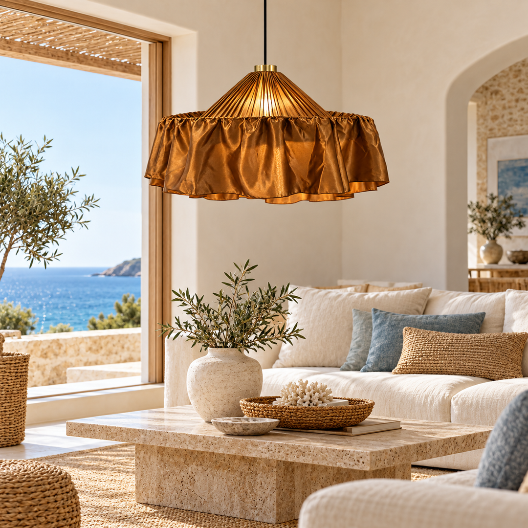 Bronze Satin Fabric Pendant Light