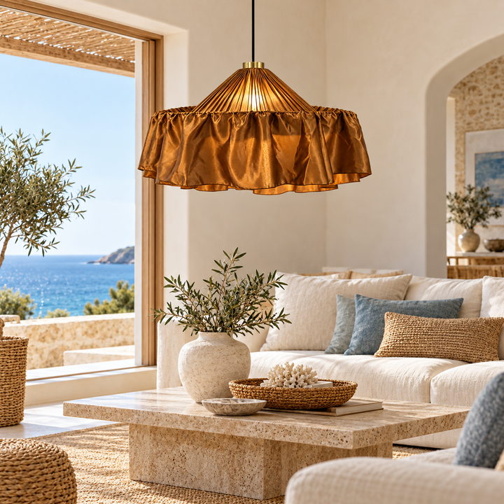 Bronze Satin Fabric Pendant Light