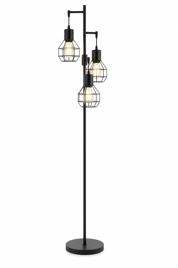 Industrial Triple Cage Floor Lamp