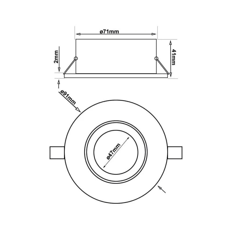 Deep Round Recessed Downlight Frame Set Aluminum
