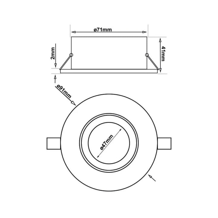 Deep Round Recessed Downlight Frame Set Aluminum