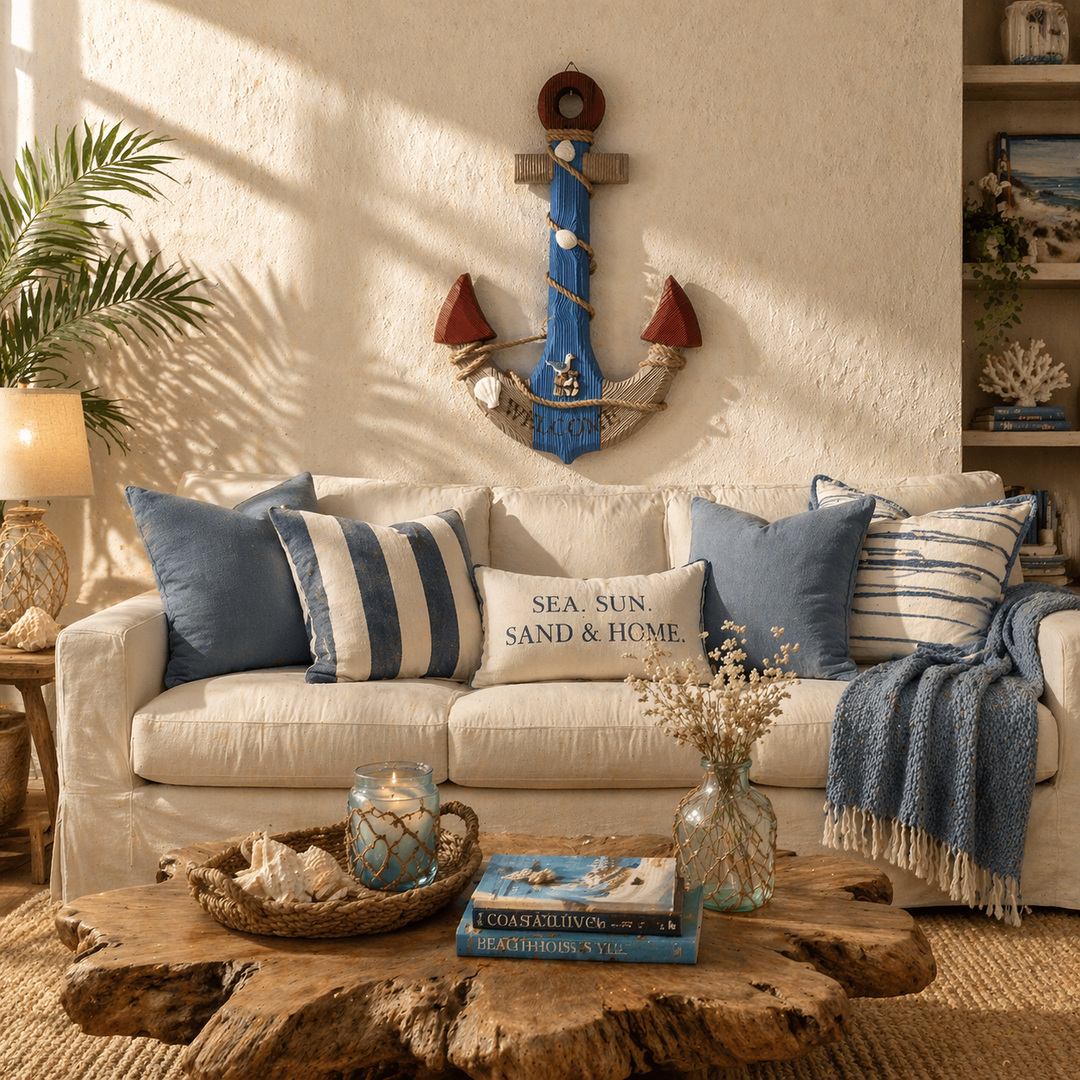 Rustic Blue Anchor Wall Decor