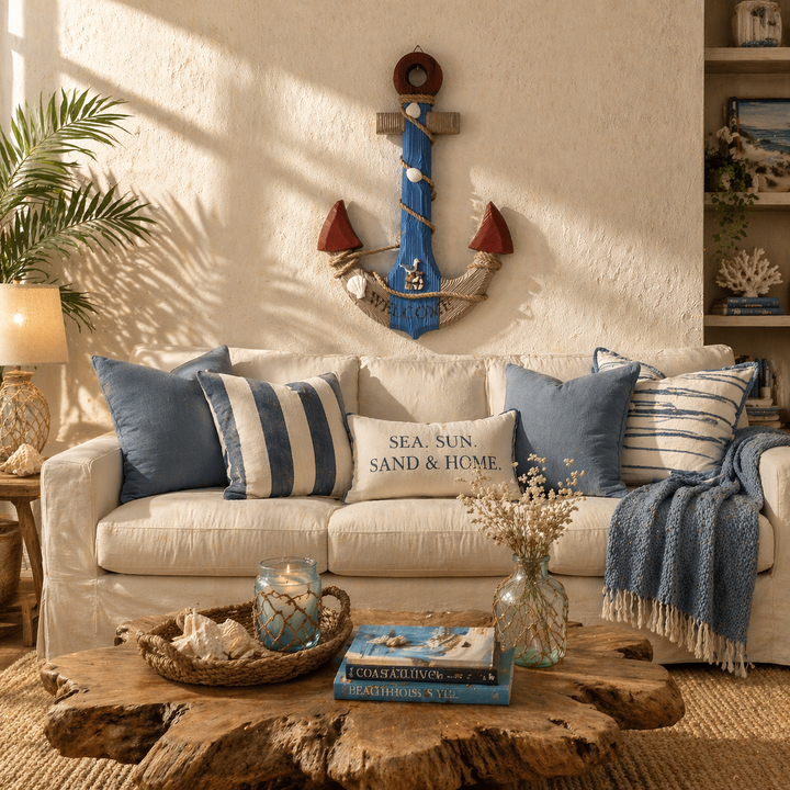 Rustic Blue Anchor Wall Decor