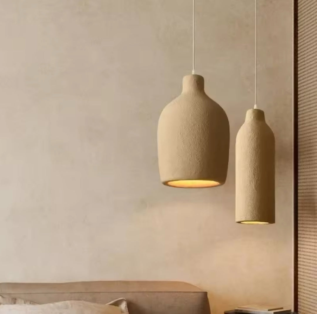 Rustic Pendant Light with Textured Ceramic Shade