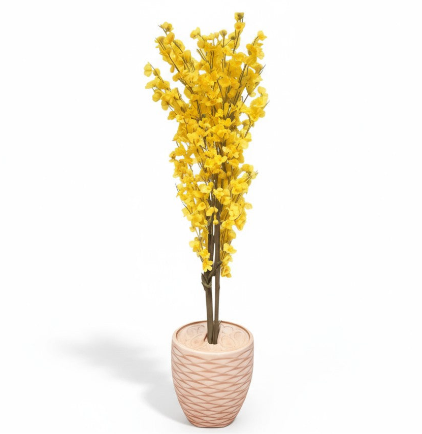 Apricot Artificial Yellow Tree in Textured Pot