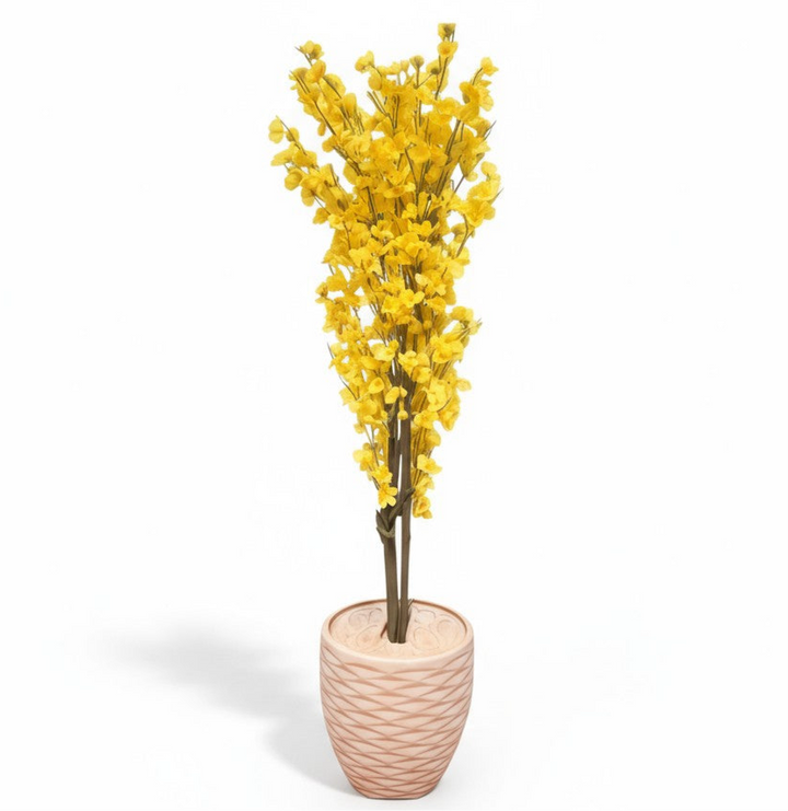 Apricot Artificial Yellow Tree in Textured Pot