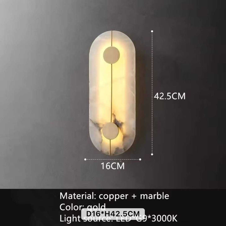 Vertical Marble & Copper Wall Light - Modern Gold Finish