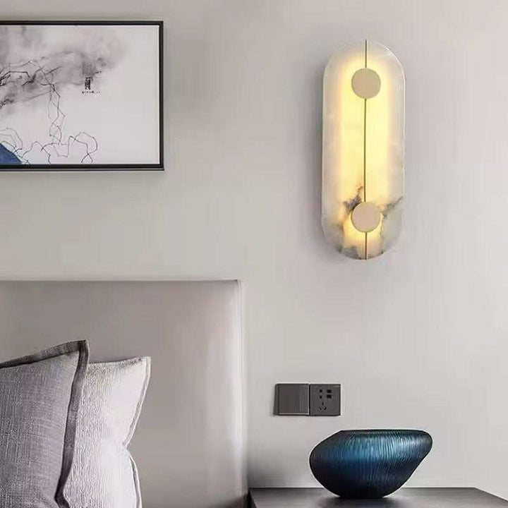 Vertical Marble & Copper Wall Light - Modern Gold Finish