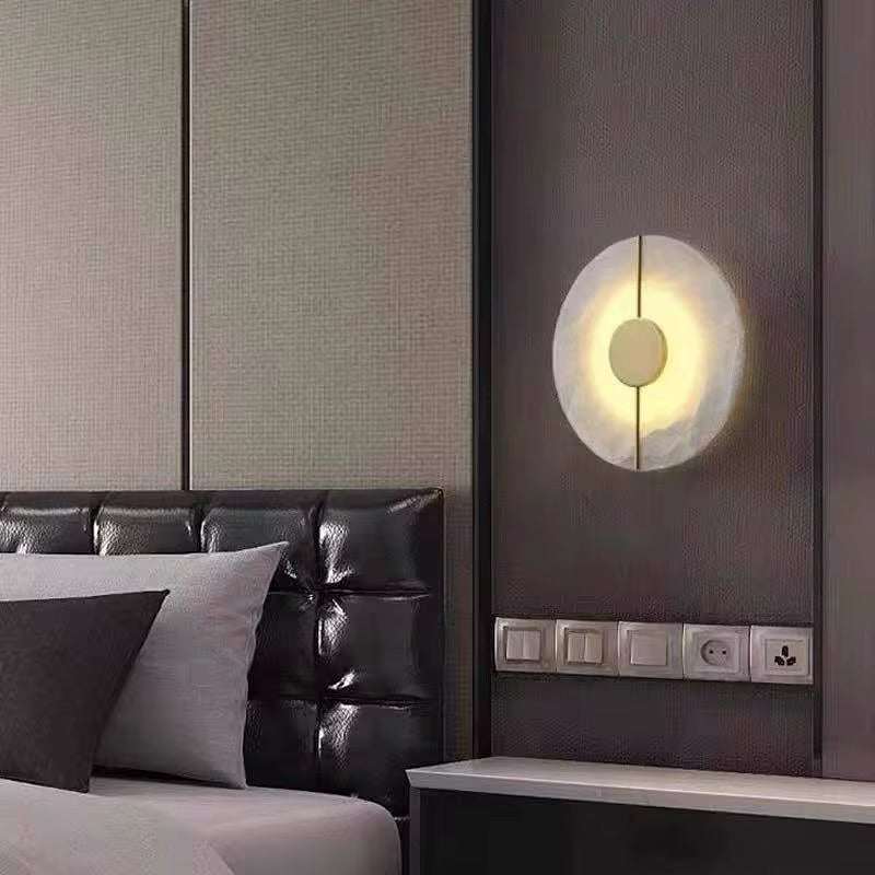 Vertical Marble & Copper Wall Light - Modern Gold Finish