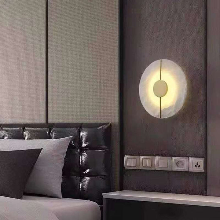Vertical Marble & Copper Wall Light - Modern Gold Finish