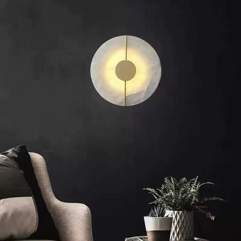 Vertical Marble & Copper Wall Light - Modern Gold Finish