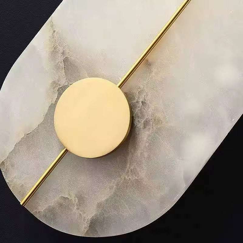 Vertical Marble & Copper Wall Light - Modern Gold Finish