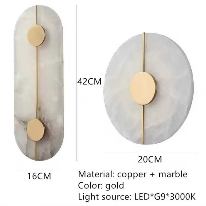 Vertical Marble & Copper Wall Light - Modern Gold Finish