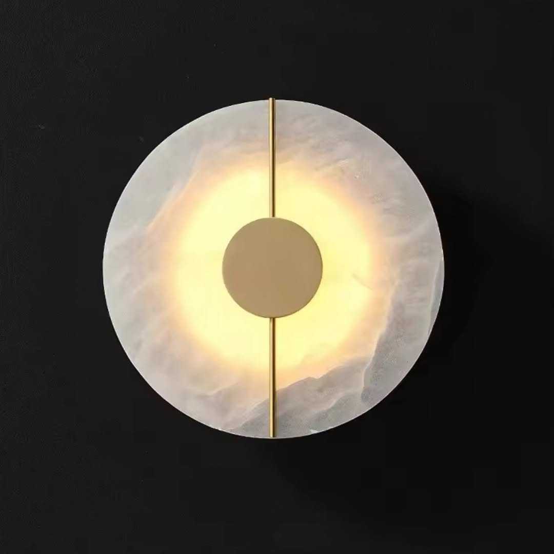 Vertical Marble & Copper Wall Light - Modern Gold Finish