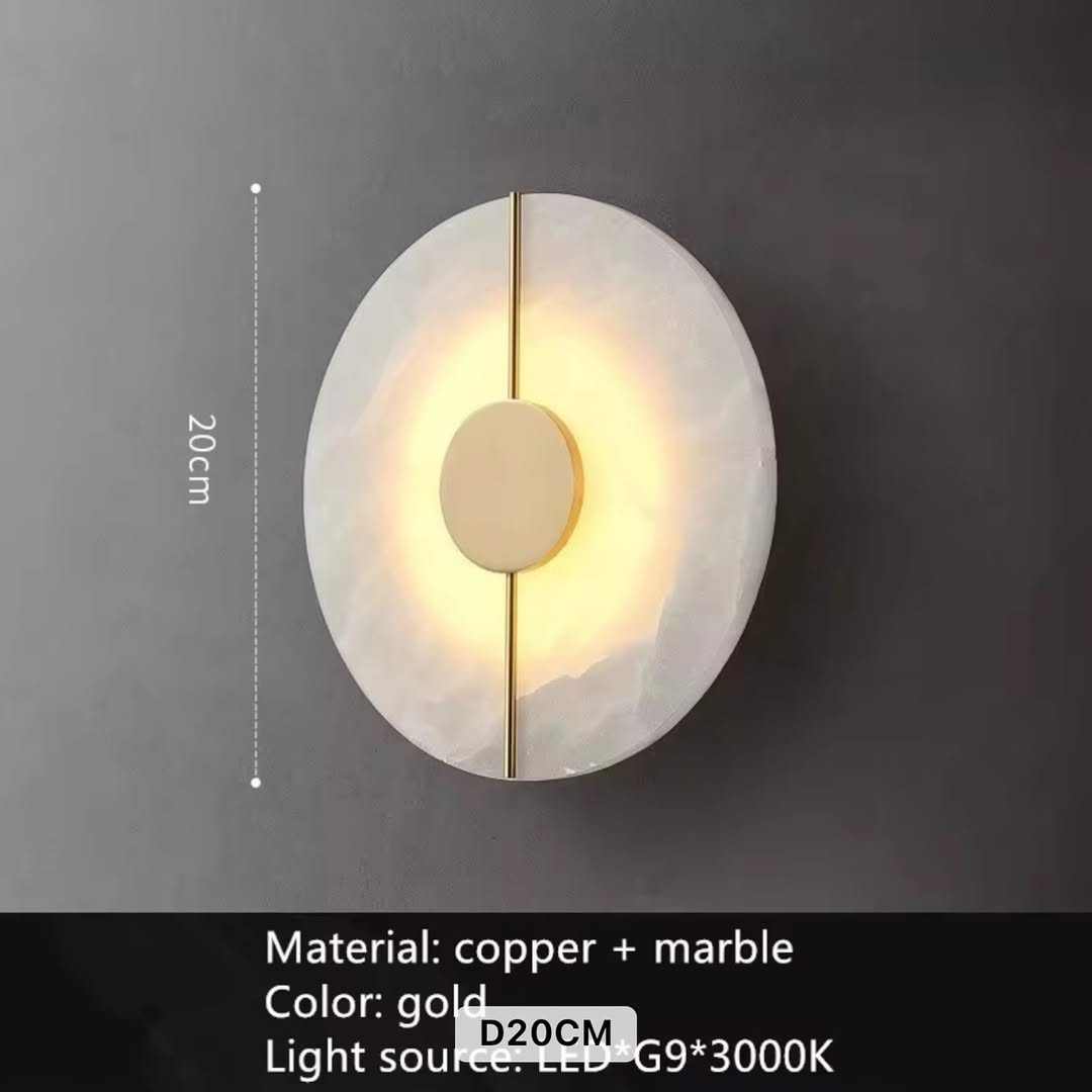 Vertical Marble & Copper Wall Light - Modern Gold Finish