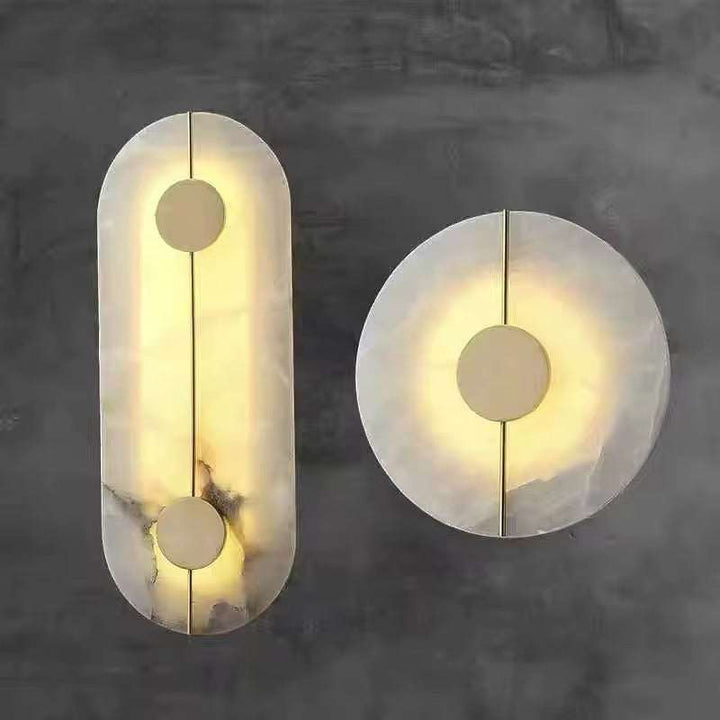 Vertical Marble & Copper Wall Light - Modern Gold Finish