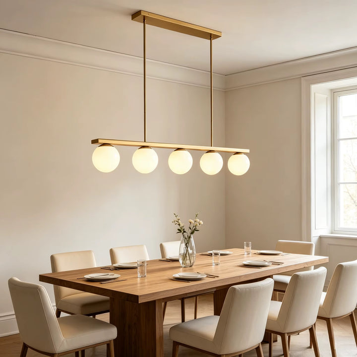 Modern Brass Or Black 5-Light Globe Pendant Chandelier