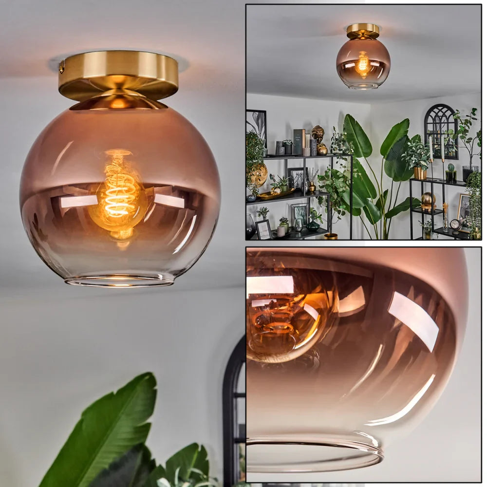 Modern Rose Gold Glass Globe Ceiling Light