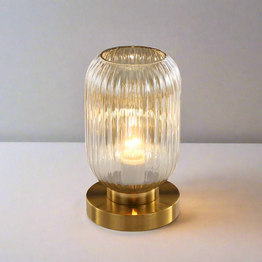 Modern Glass Table Lamp with Brass Base