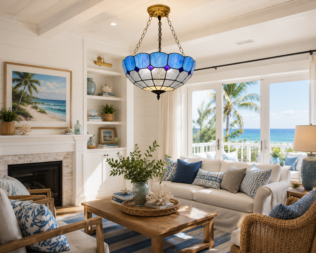 Sapphire Tiffany Bowl Chandelier