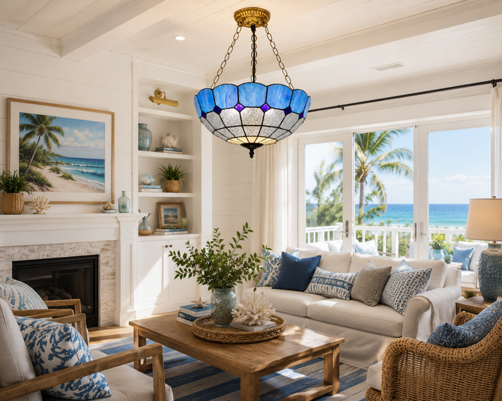 Sapphire Tiffany Bowl Chandelier