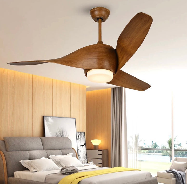 Modern Sculptural Ceiling Fan with Integrated Light, 52-inch