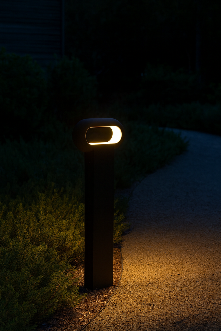 Modern Black Outdoor Bollard Light