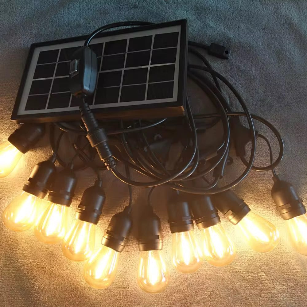 Vintage Outdoor String Lights with Solar panel (Bulbs included)