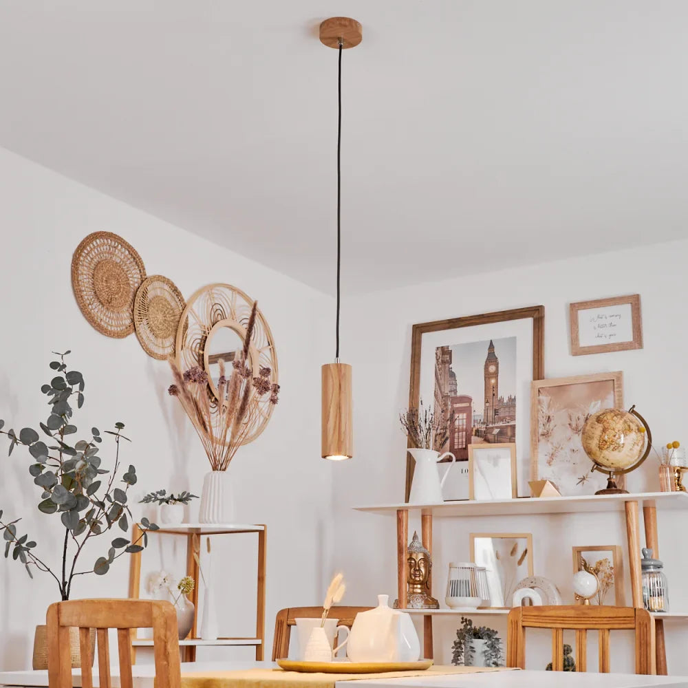 Rustic Quad Wooden Cylinder Pendant Light