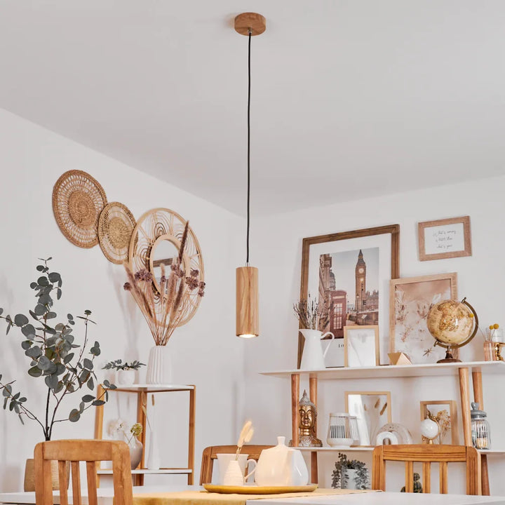 Rustic Quad Wooden Cylinder Pendant Light