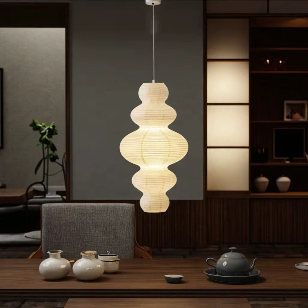 Sculptural Cream Paper Pendant Light