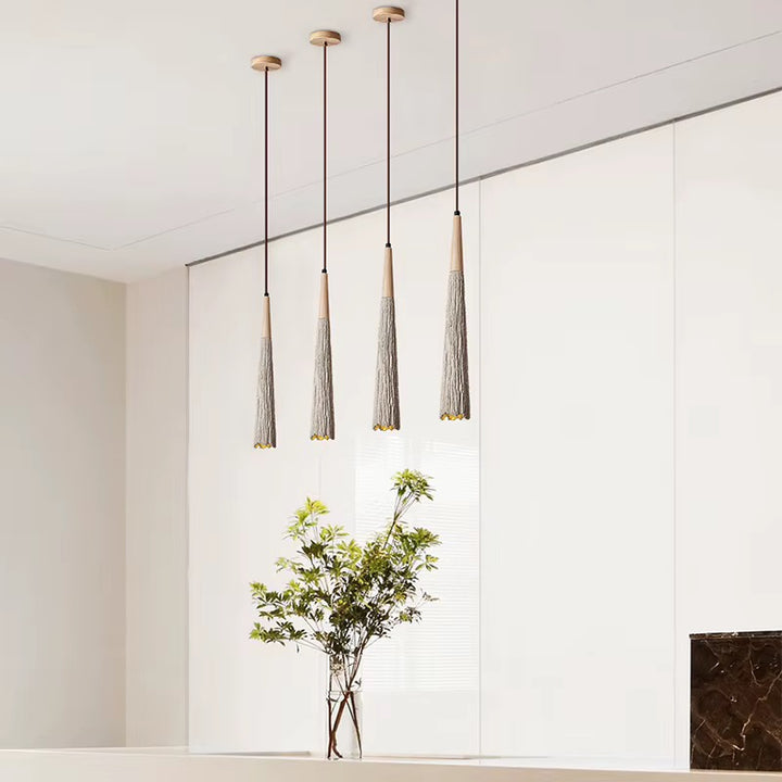 Natural Fiber Tassel Pendant Light