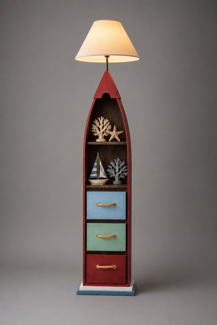 Boat-Shaped Floor Lamp with Storage