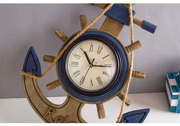 Nautical Anchor Wall Clock – “Relax” Coastal Design